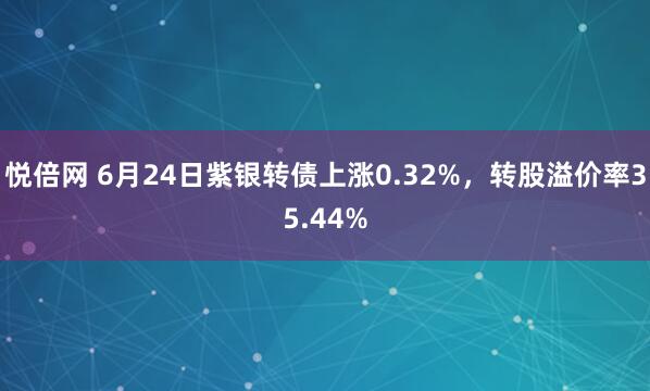 悦倍网 6月24日紫银转债上涨0.32%，转股溢价率35.44%